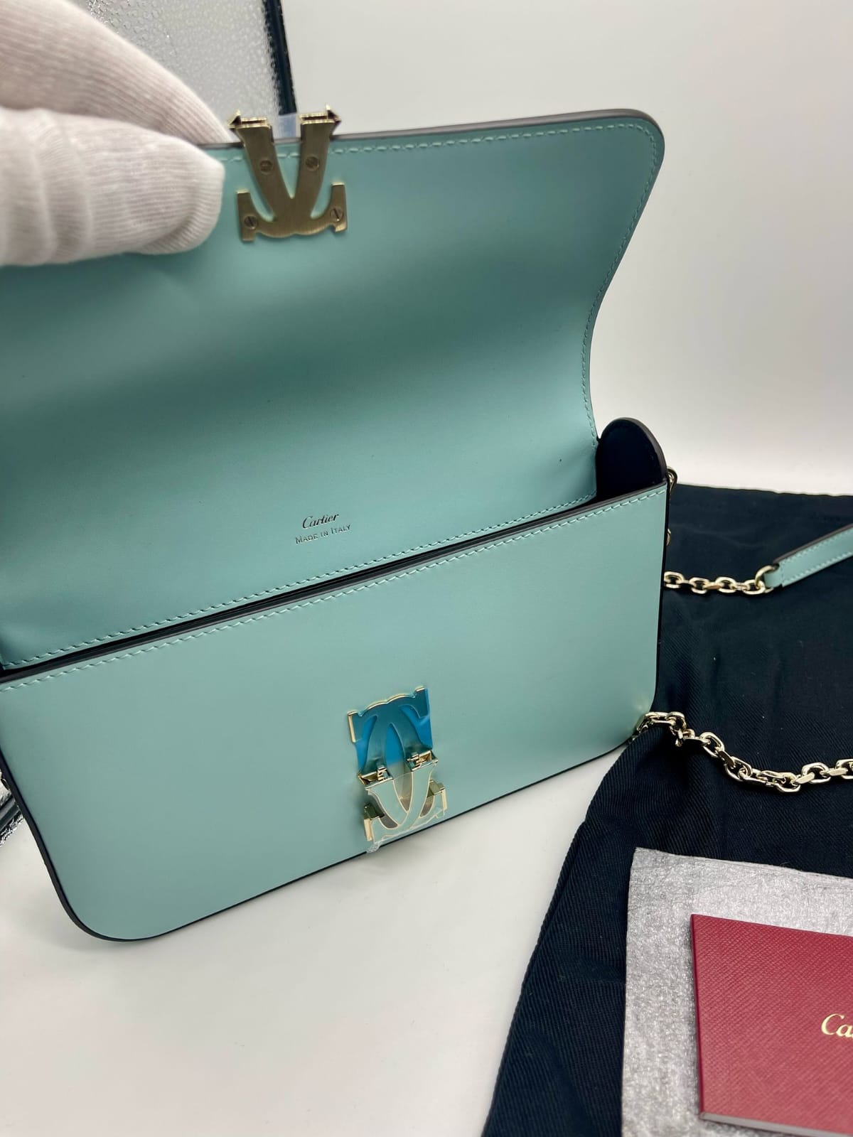 Cartier C de Cartier Clutch in Turquoise Calfskin