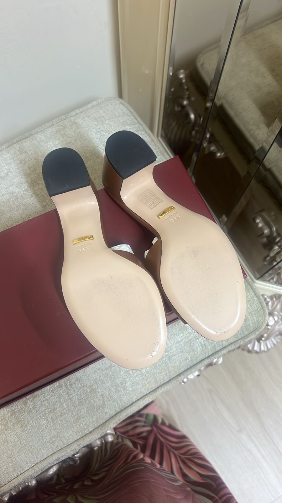 Gucci Leather Heeled Mules in Brown - 36,5
