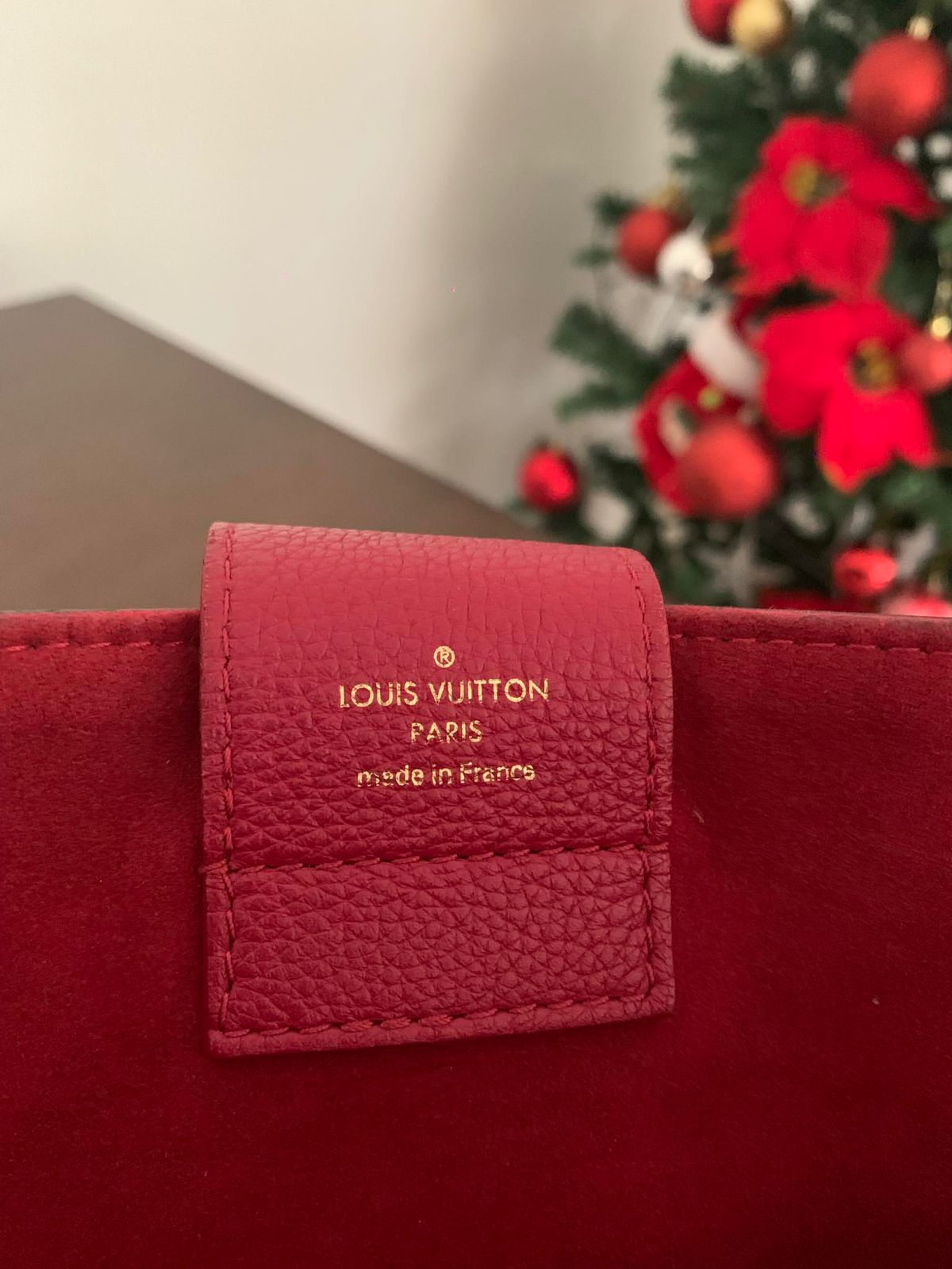 Louis Vuitton Riverside Tote in Damier Ebene Canvas – Red Leather Trim