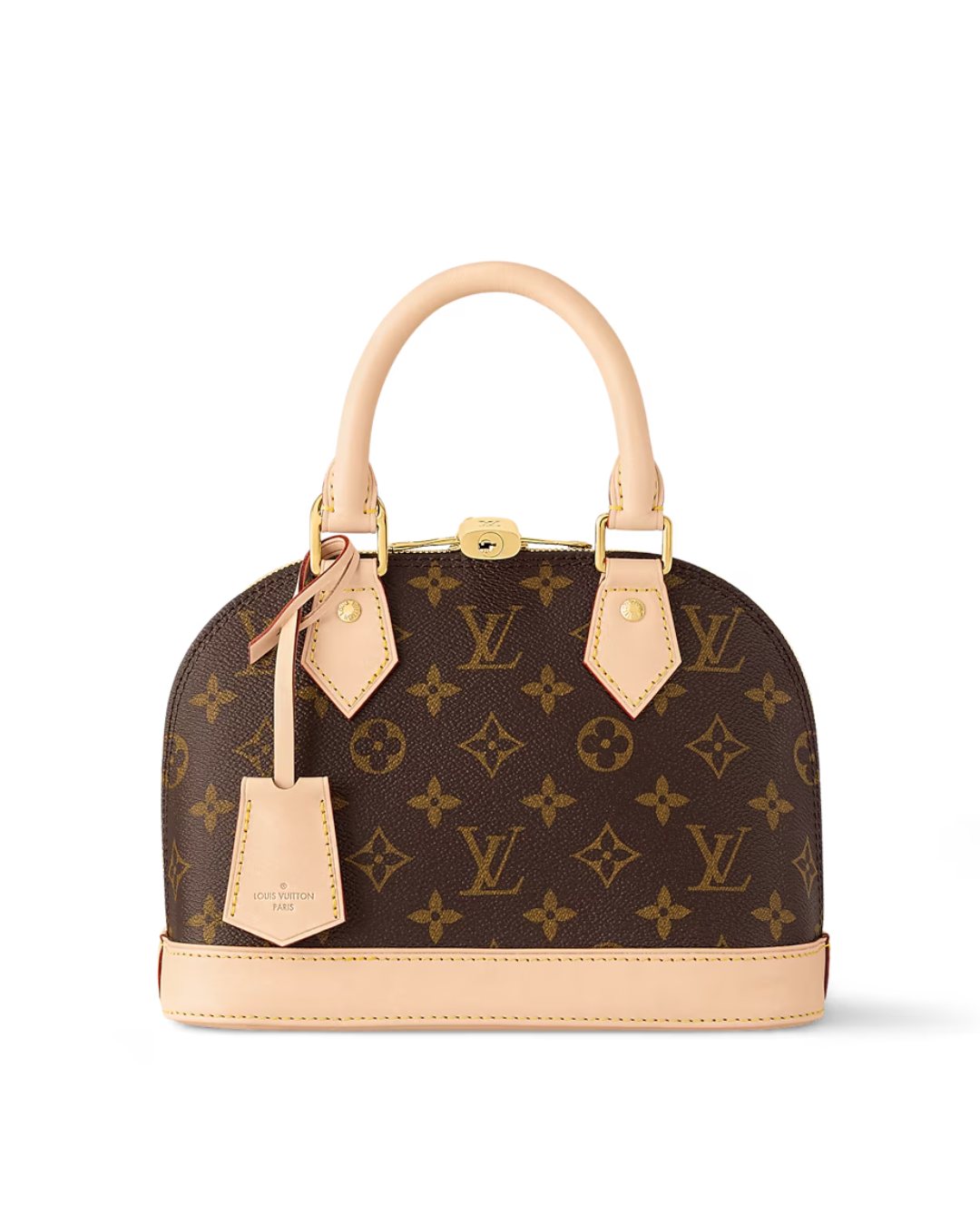 Louis Vuitton Alma BB Monogram Canvas with Beige Leather Trim