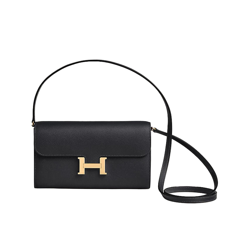 Hermes Constance To Go wallet black (Epsom calfskin and Cordage canvas)
