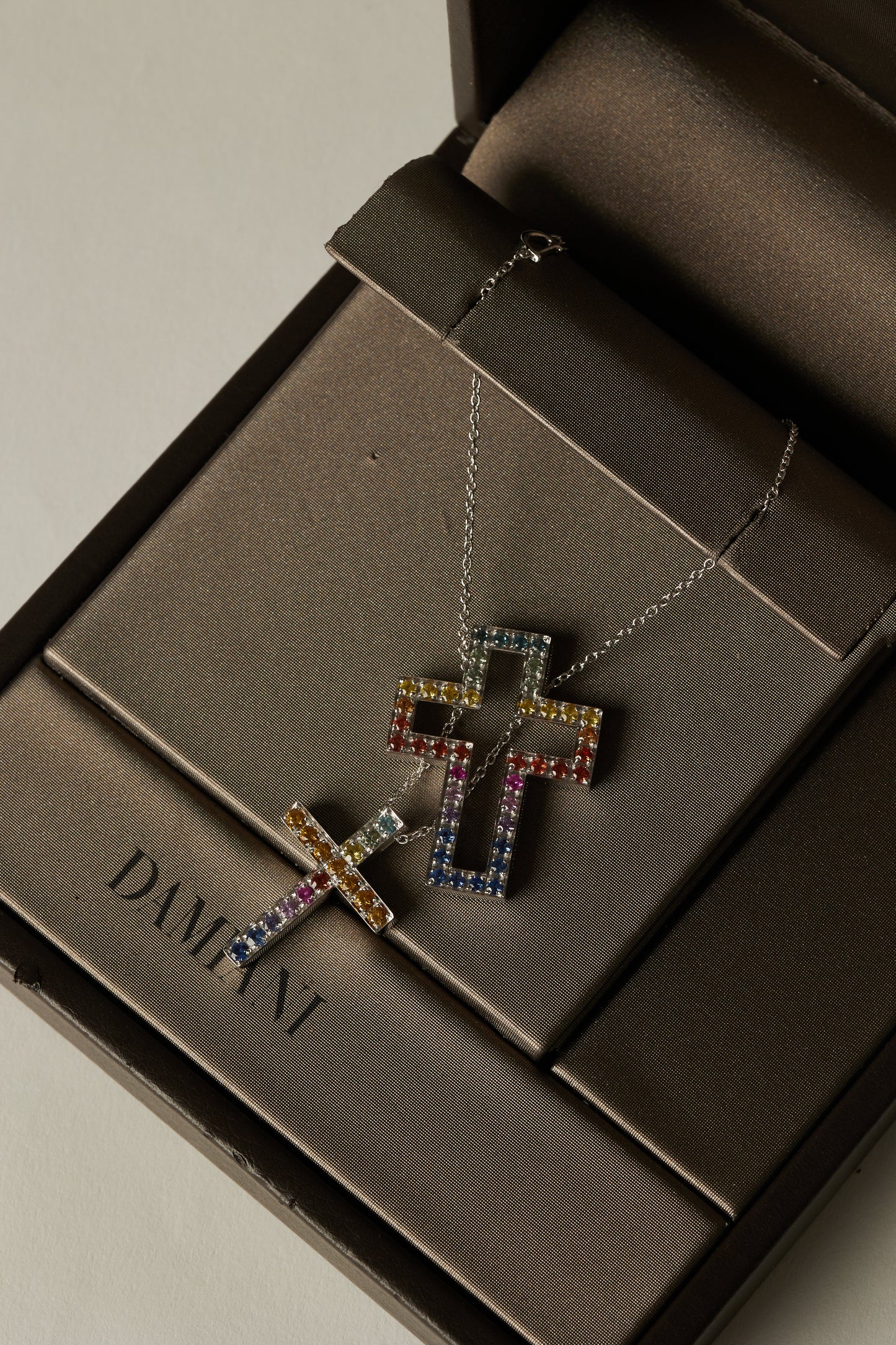 Damiani Multicolor Gemstone Cross Necklace