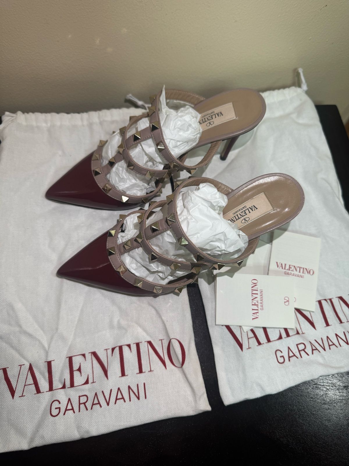 Valentino Garavani Rockstud Patent Leather Mules