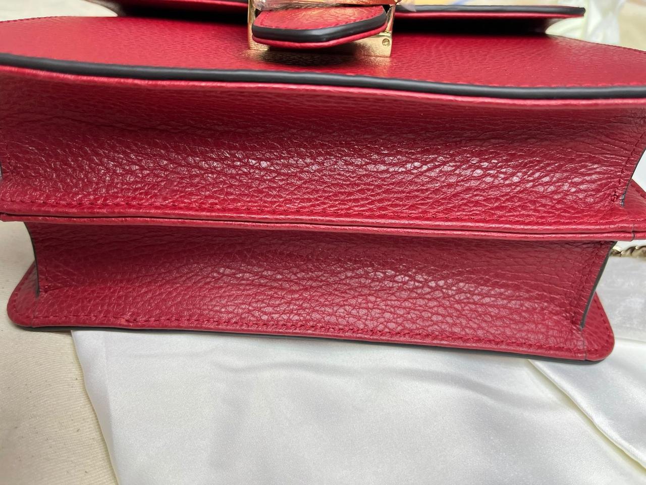 Gucci Red Pebbled Calfskin Small Interlocking G Chain Bag
