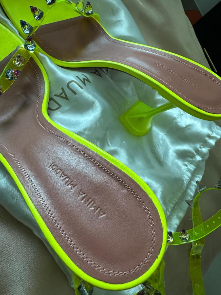 Amina Muaddi Julia vinyl sandal Size 40