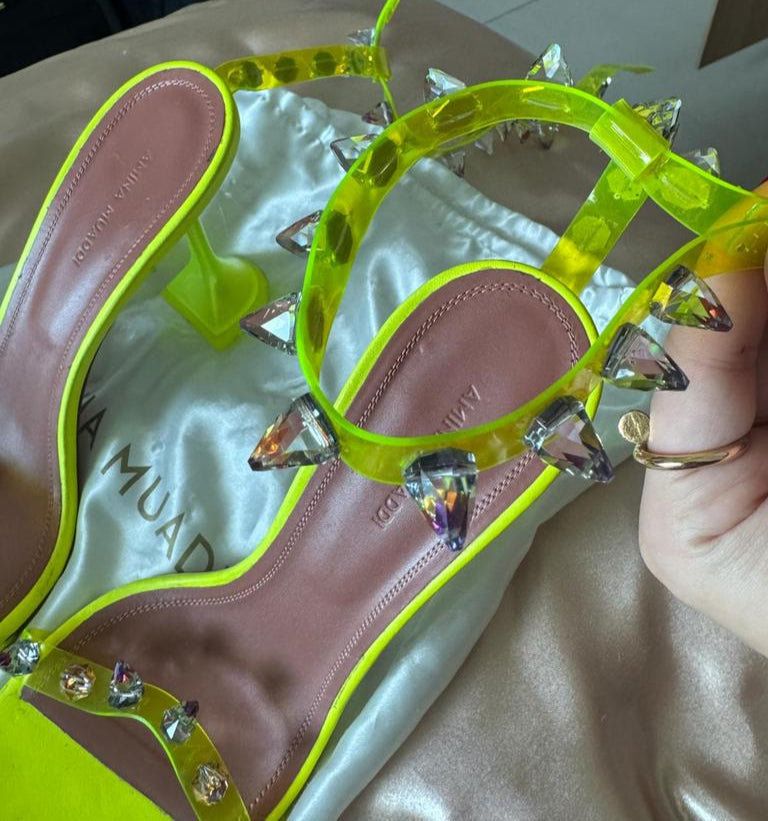 Amina Muaddi Julia vinyl sandal Size 40