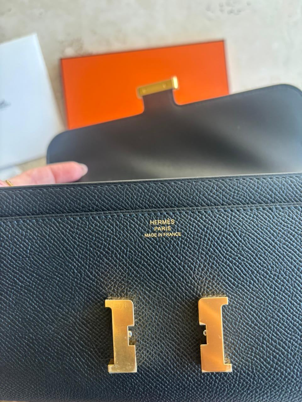 Hermes Constance To Go wallet black (Epsom calfskin and Cordage canvas)