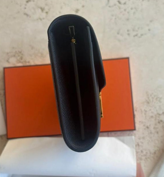 Hermes Constance To Go wallet black (Epsom calfskin and Cordage canvas)