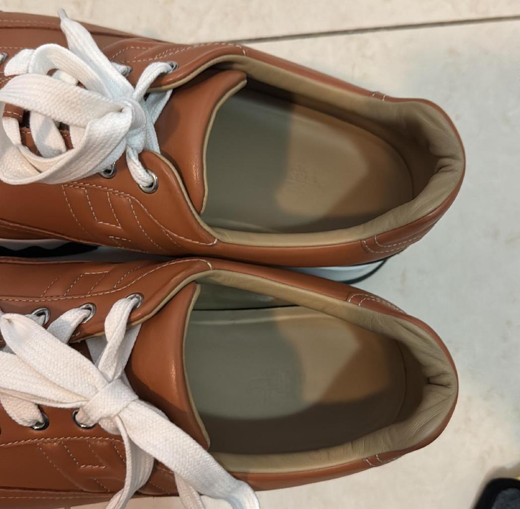 Hermes Tan Leather H Logo Low-Top men sneakers 44,5