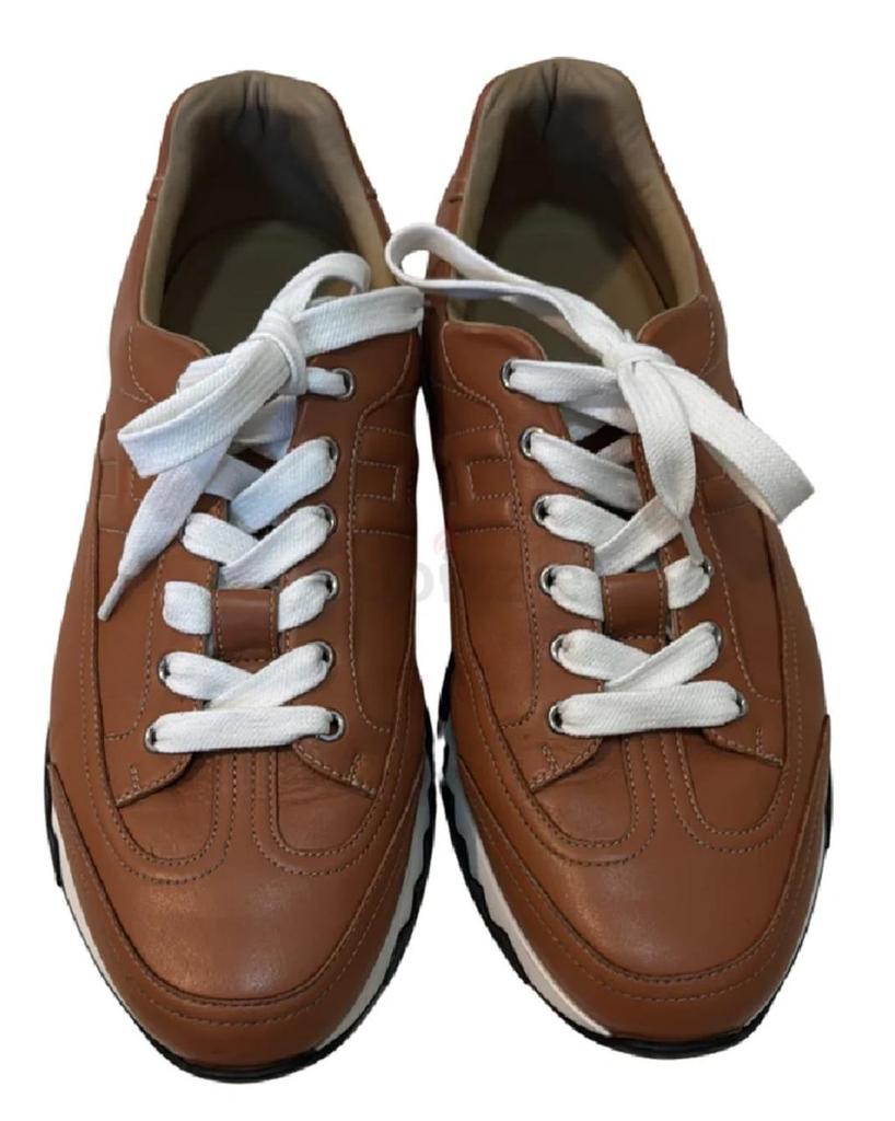 Hermes Tan Leather H Logo Low-Top men sneakers 44,5