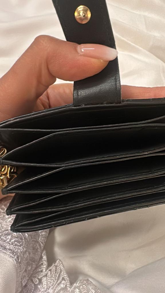Dior Black Cannage Patent Leather Lady Dior 5 Gusset Card Holder