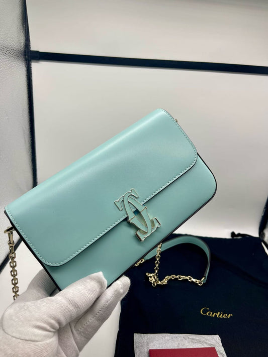 Cartier C de Cartier Clutch in Turquoise Calfskin