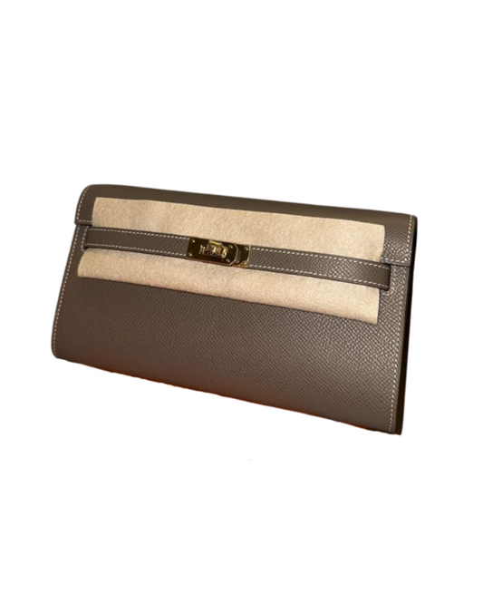 Hermès Kelly To Go Wallet in Etoupe Epsom Leather