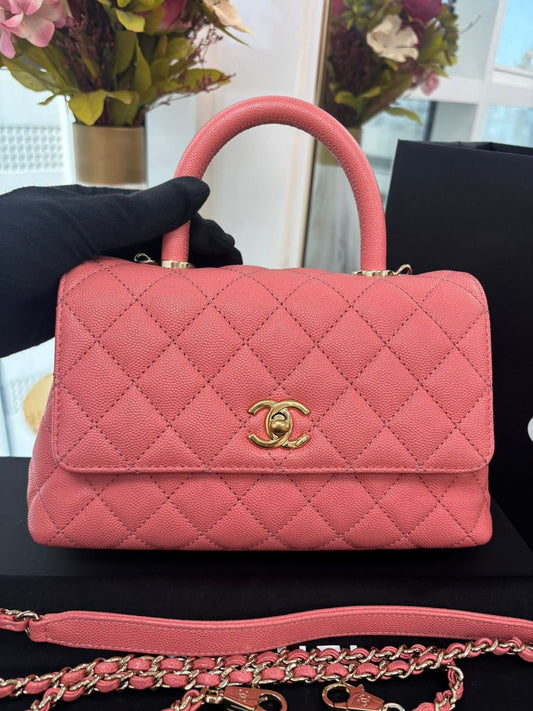 Chanel Coco Handle Mini – Caviar Leather in Coral Pink