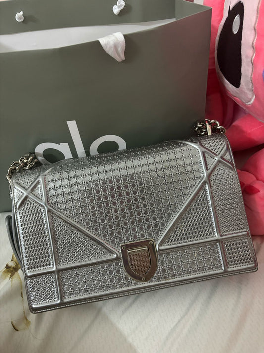 Dior Diorama Metallic Silver Shoulder Bag