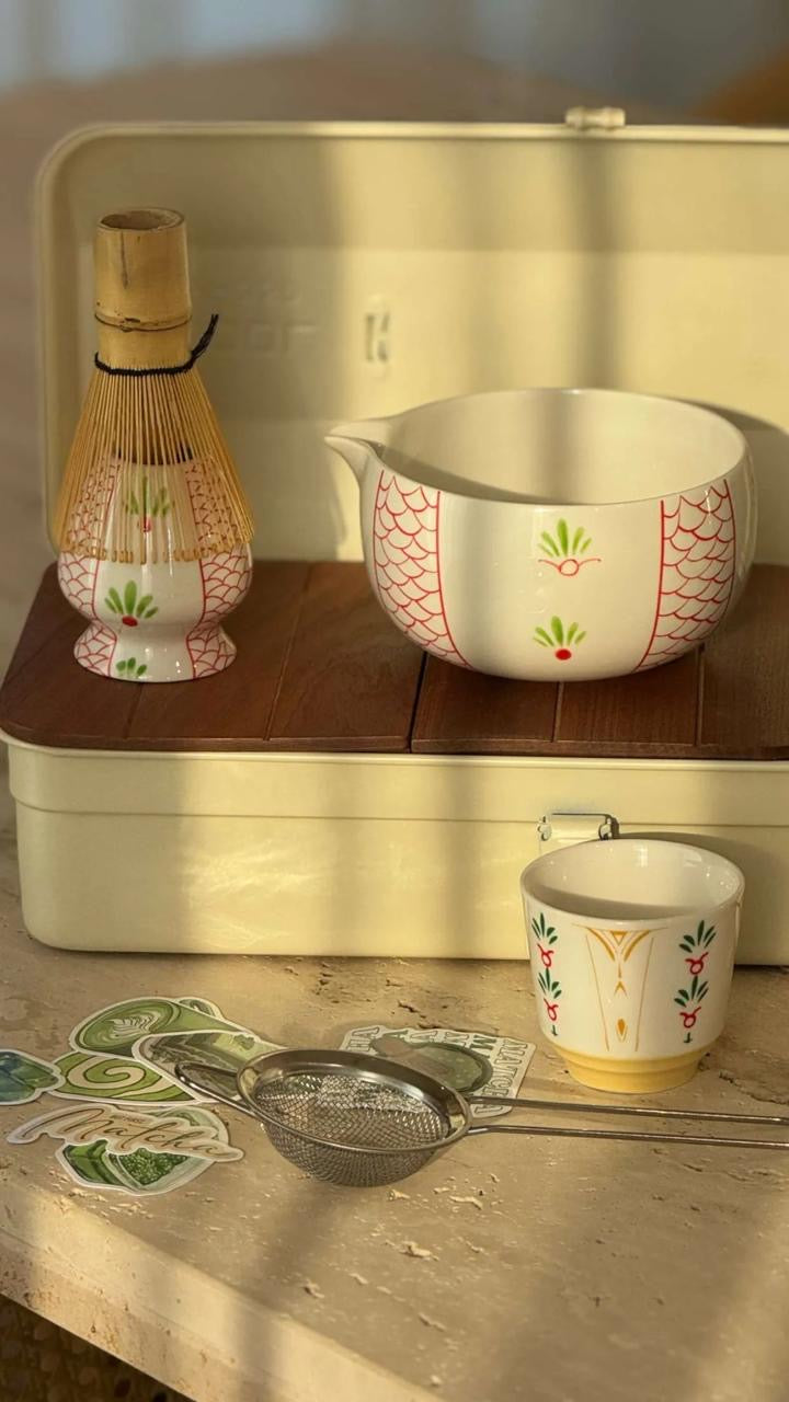 Matcha Starter Set Ceramic Bowl, Whisk, Stand & Sifter