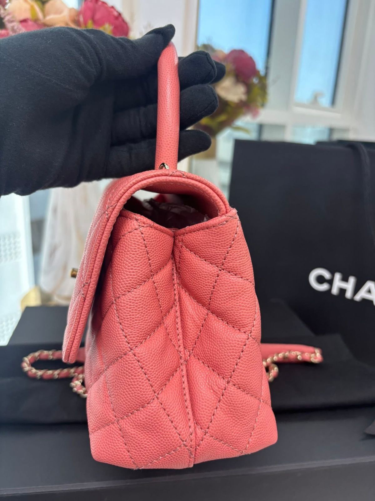 Chanel Coco Handle Mini – Caviar Leather in Coral Pink