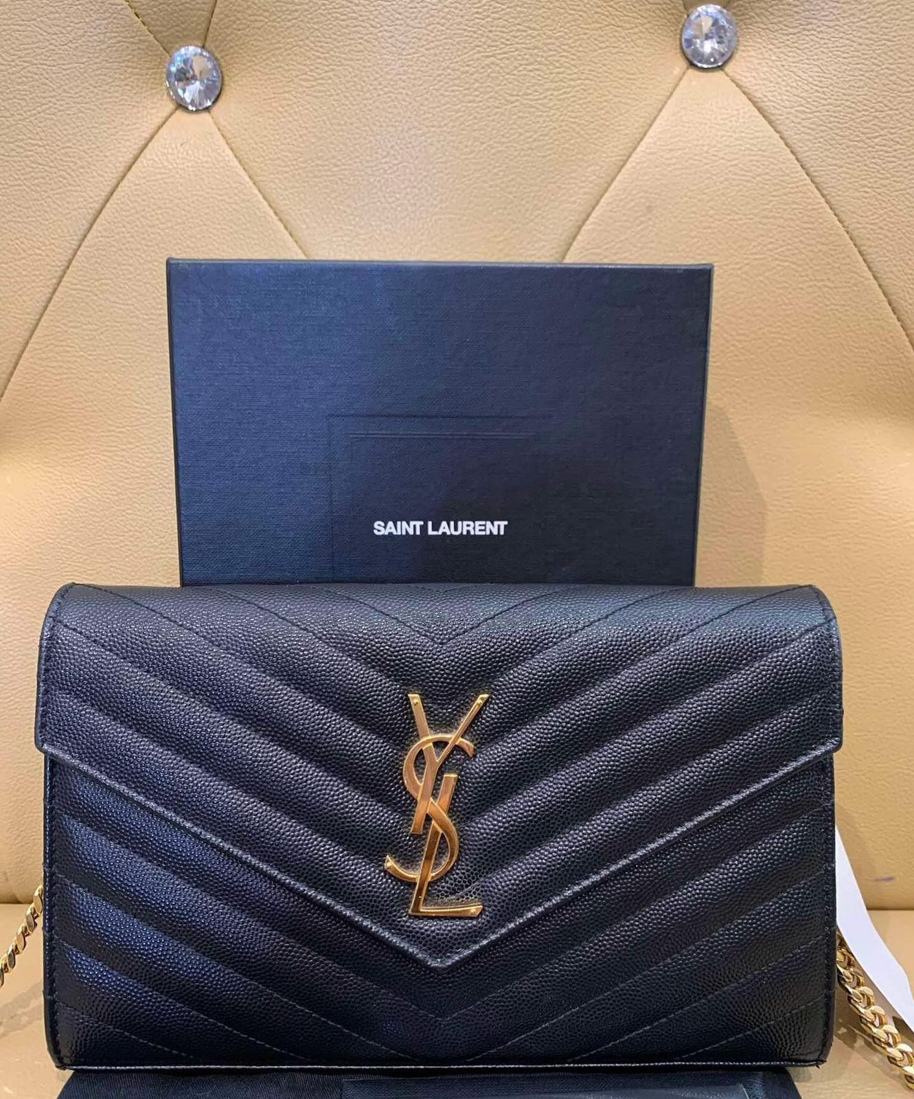 Saint Laurent Monogram Wallet on Chain