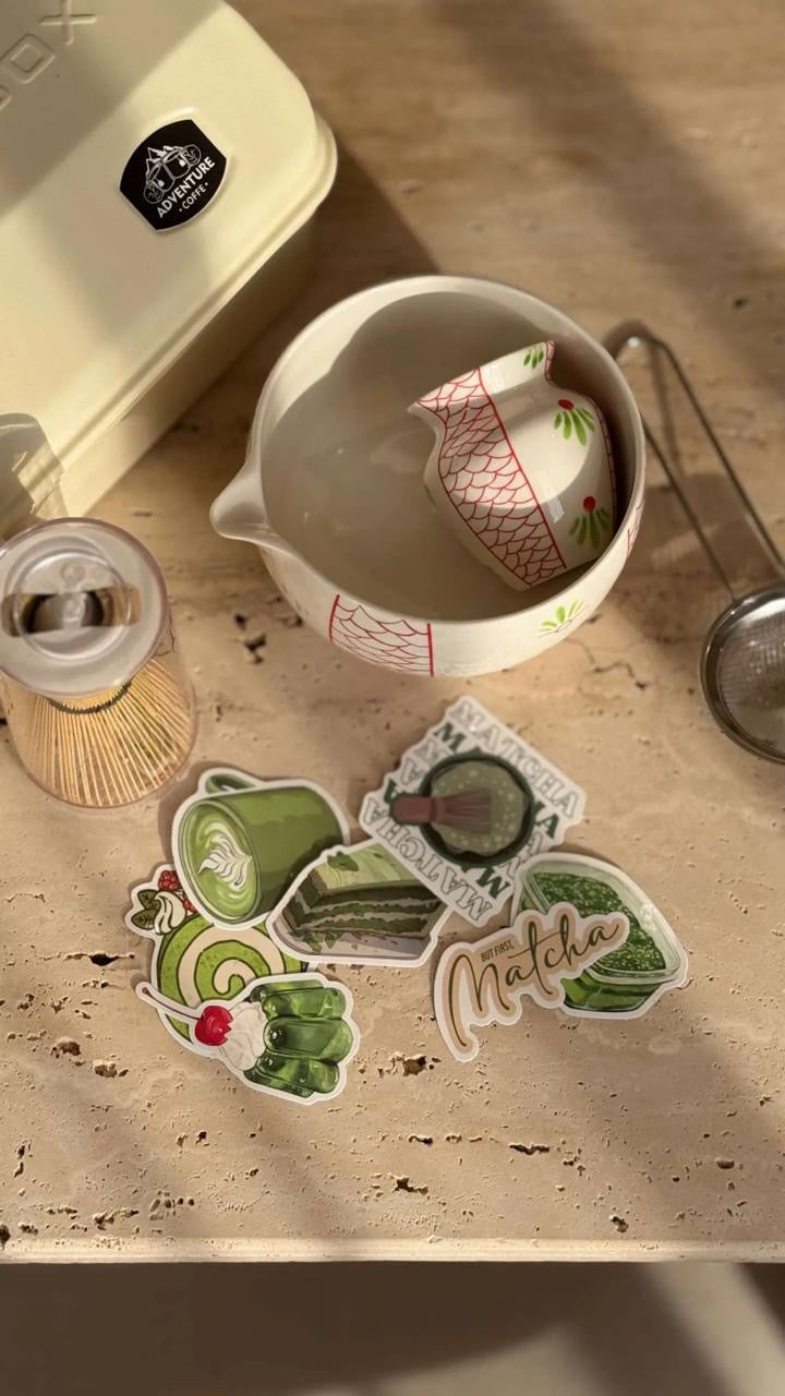 Matcha Starter Set Ceramic Bowl, Whisk, Stand & Sifter