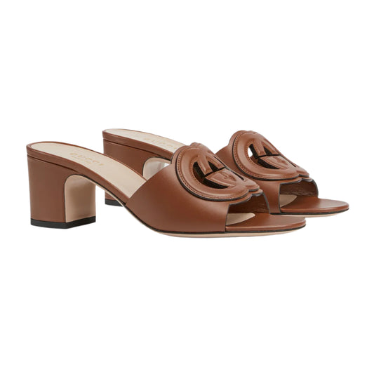 Gucci Leather Heeled Mules in Brown - 36,5
