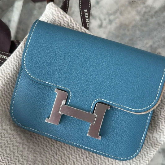 Hermès Constance Wallet – Blue Jean