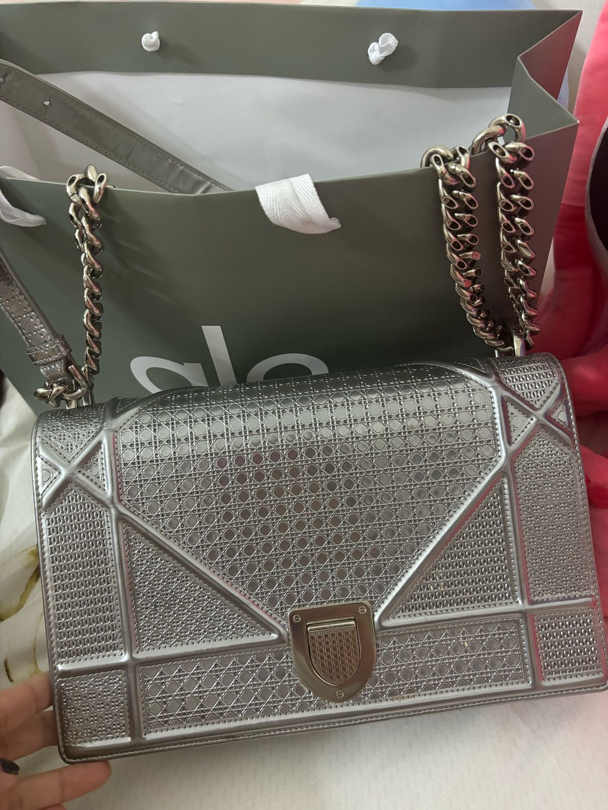 Dior Diorama Metallic Silver Shoulder Bag