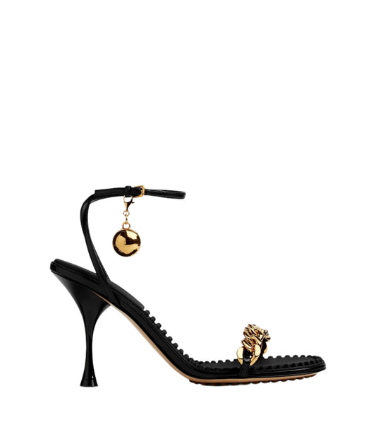 Bottega Veneta Black Leather Dot Ankle Strap Sandals – 39