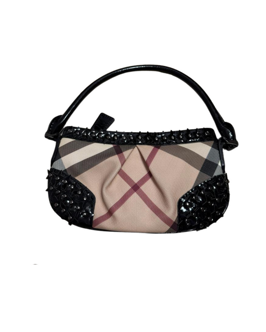 Burberry Brown Star Studded Nova Check Hernville Hobo Beige