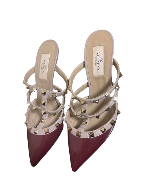 Valentino Garavani Rockstud Patent Leather Mules