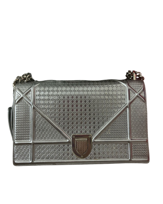 Dior Diorama Metallic Silver Shoulder Bag
