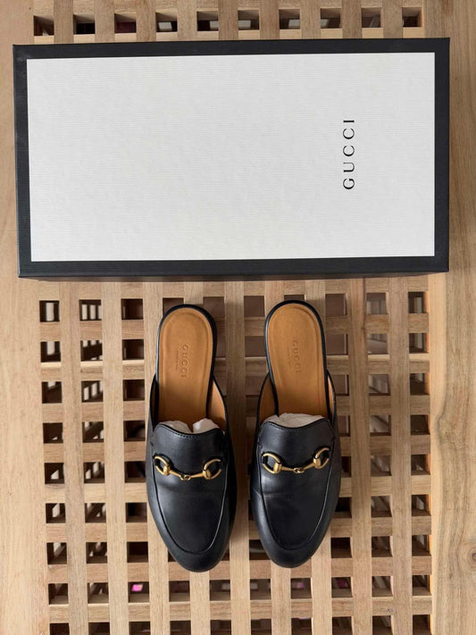 Princetown Horsebit-detail leather mules black