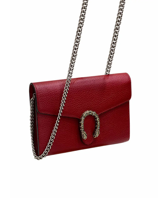 Gucci Red Leather Super Mini Dionysus Crossbody Bag