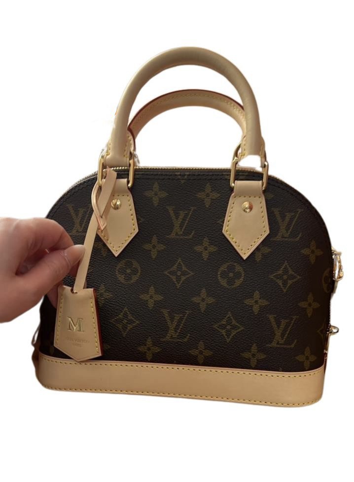 Louis Vuitton Alma BB Monogram Canvas with Beige Leather Trim