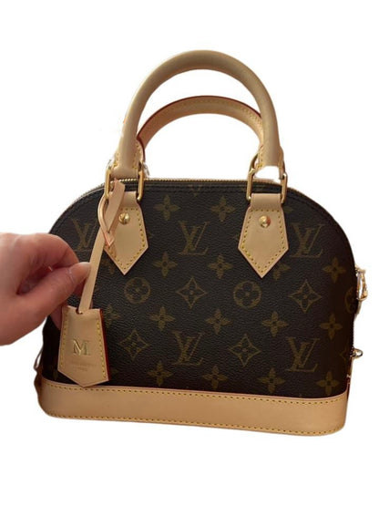 Louis Vuitton Alma BB Monogram Canvas with Beige Leather Trim