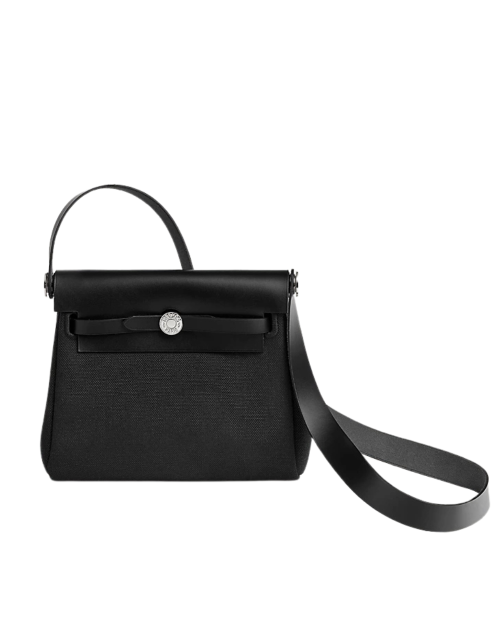 Hermès Herbag Zip 20 – Toile Militaire / Vache Hunter (Noir/Noir)