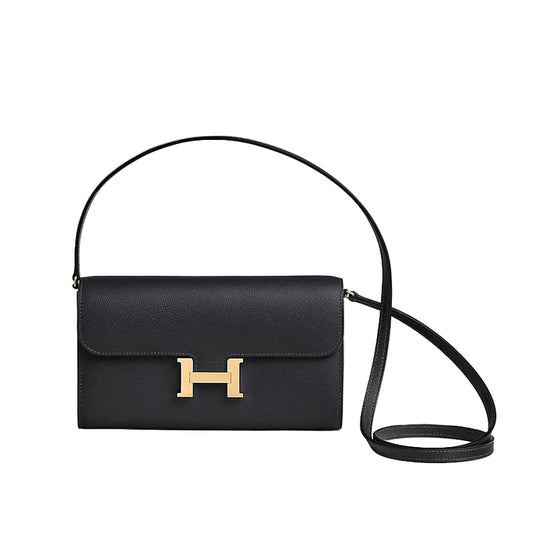 Hermes Constance To Go wallet black (Epsom calfskin and Cordage canvas)