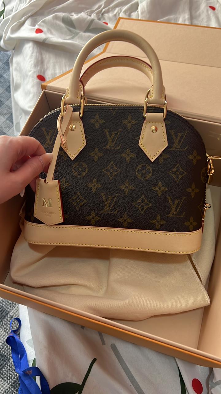 Louis Vuitton Alma BB Monogram Canvas with Beige Leather Trim