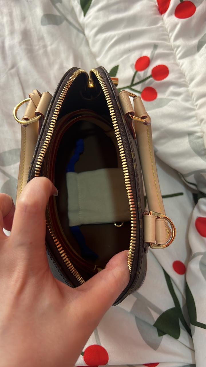 Louis Vuitton Alma BB Monogram Canvas with Beige Leather Trim