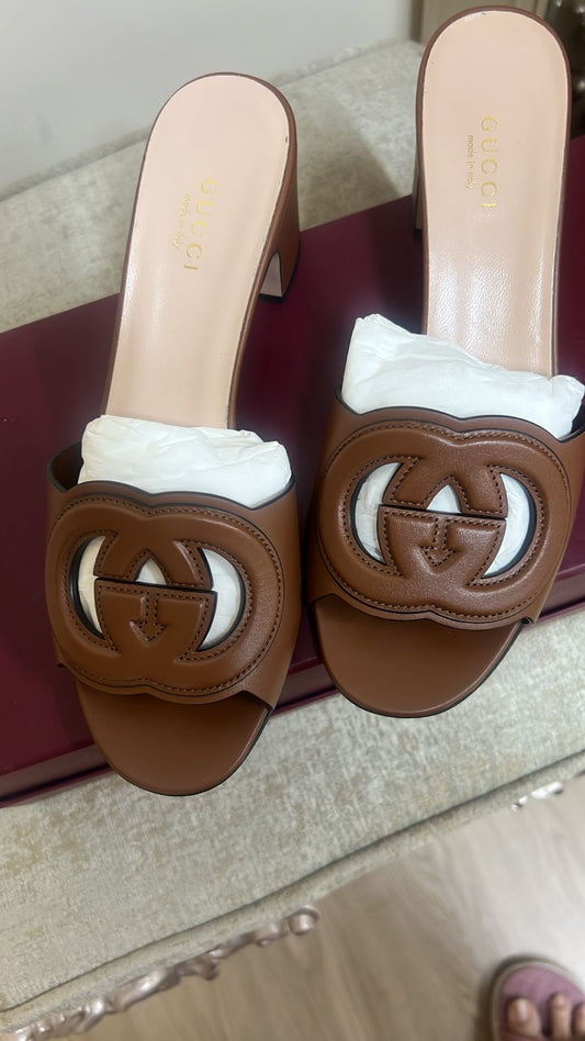 Gucci Leather Heeled Mules in Brown - 36,5