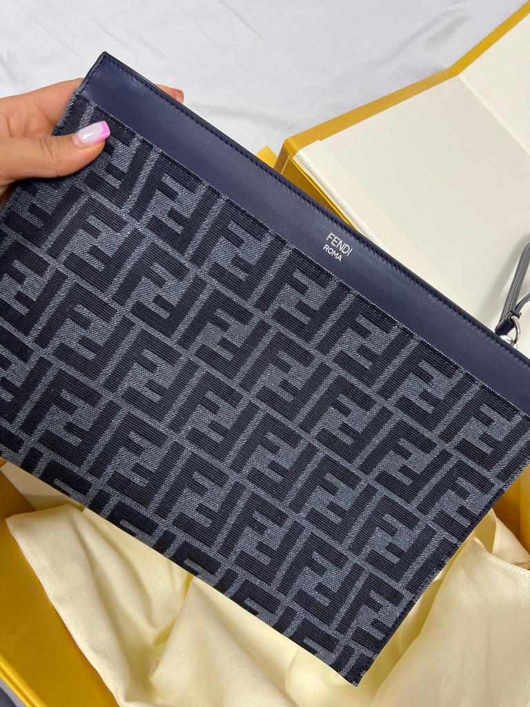 Fendi FF Jacquard Medium Flat Pouch