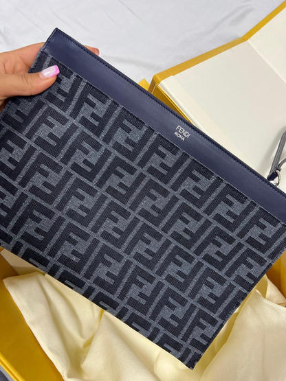 Fendi FF Jacquard Medium Flat Pouch