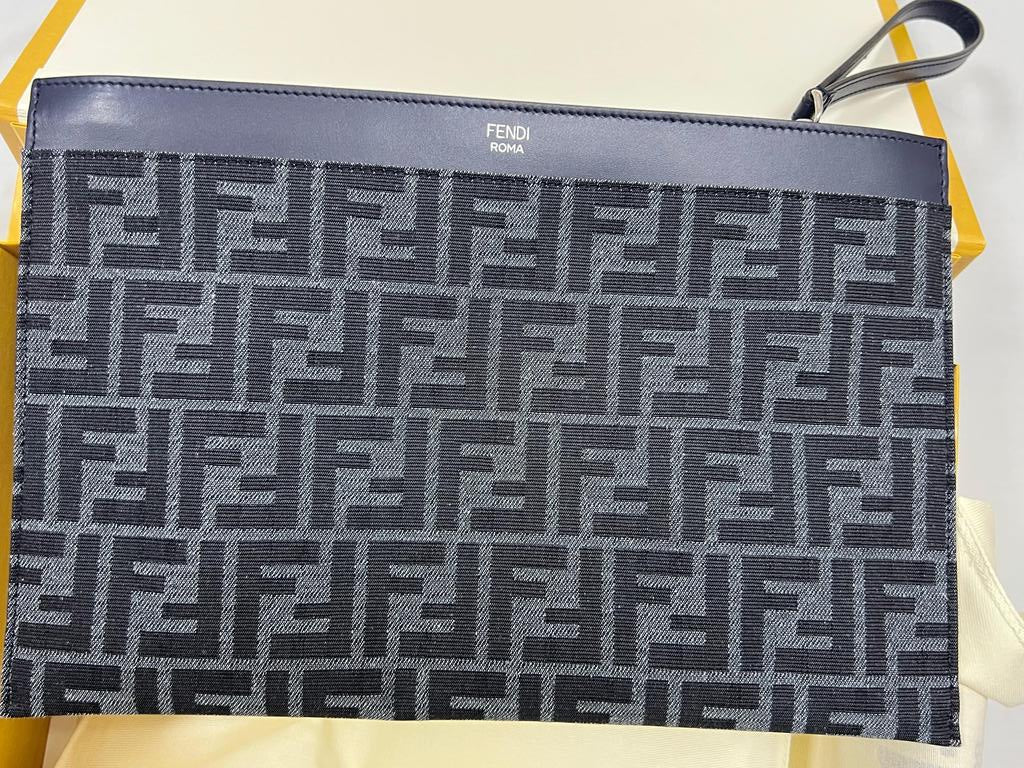 Fendi FF Jacquard Medium Flat Pouch