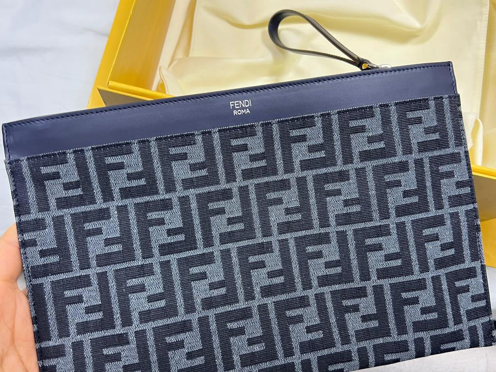 Fendi FF Jacquard Medium Flat Pouch