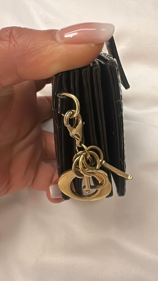 Dior Black Cannage Patent Leather Lady Dior 5 Gusset Card Holder