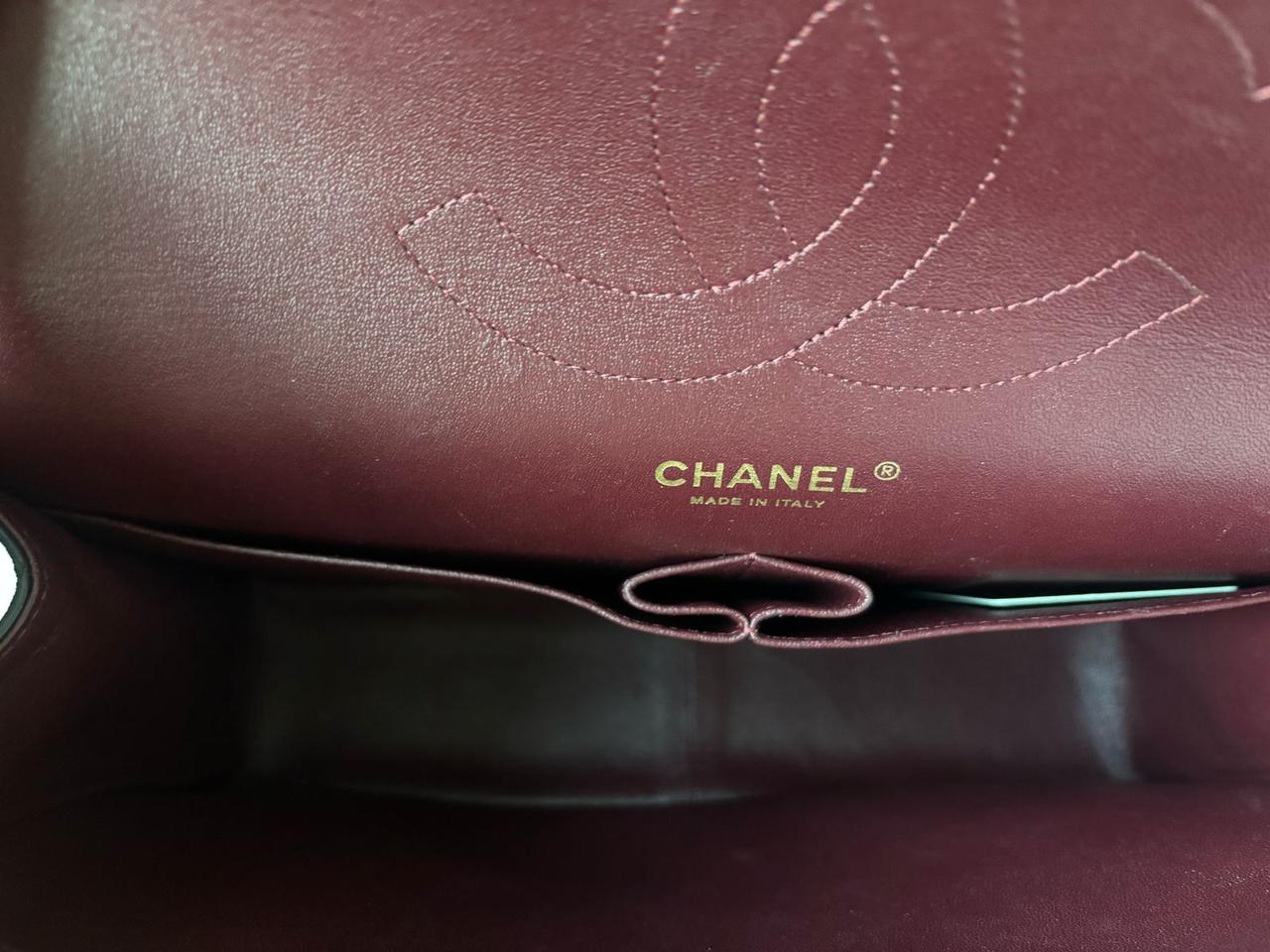 Chanel 2 fold bag black lamb skin