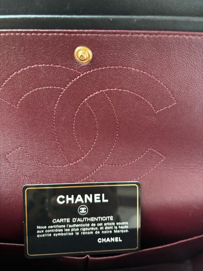 Chanel 2 fold bag black lamb skin