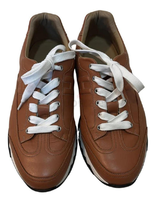 Hermes Tan Leather H Logo Low-Top men sneakers 44,5
