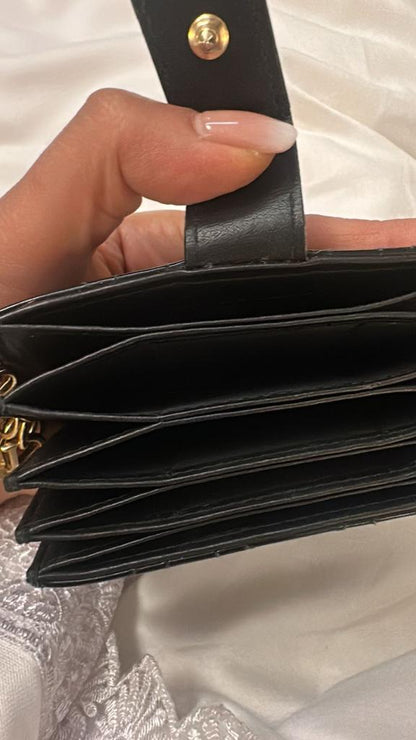 Dior Black Cannage Patent Leather Lady Dior 5 Gusset Card Holder