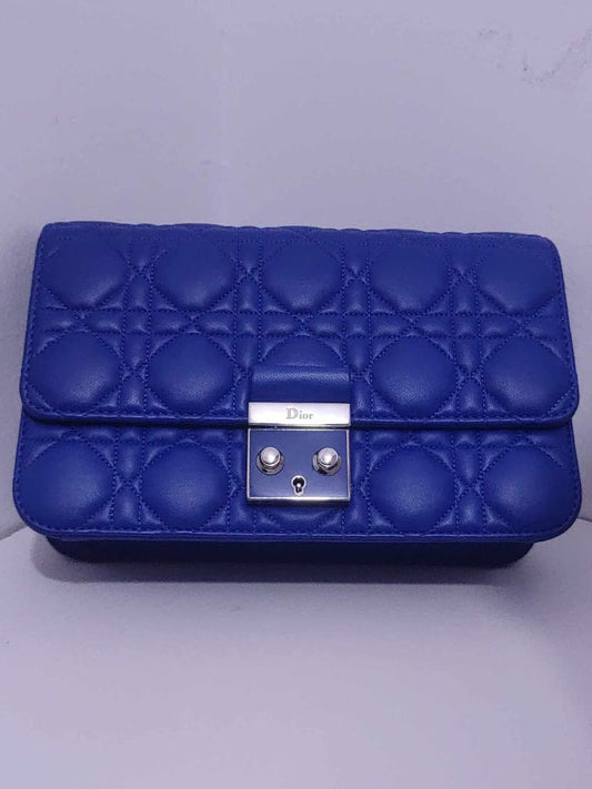Christian Dior Lambskin Cannage Miss Dior Promenade Pouch Blue
