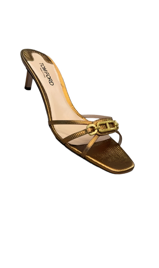 Tom Ford Metallic Gold Chain Sandals - 38
